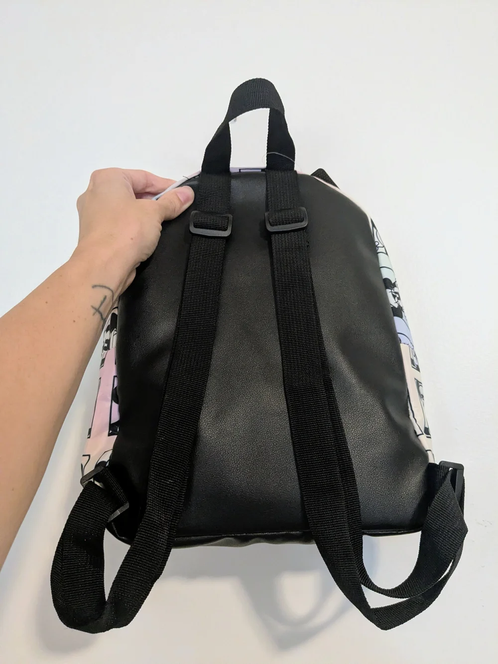 Disney Mini Backpack in Black and Pastel Pink/Blue